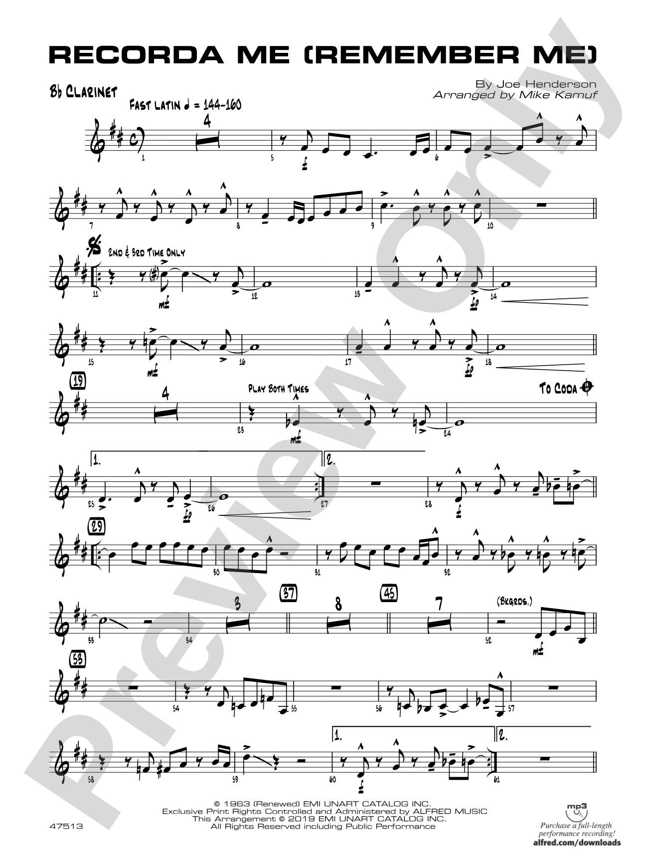 Recorda Me: 1st B-flat Clarinet