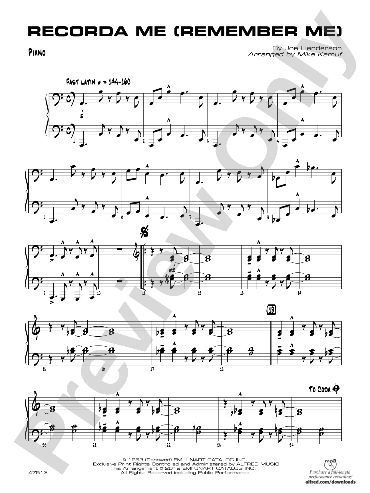 Recorda Me: Piano Accompaniment