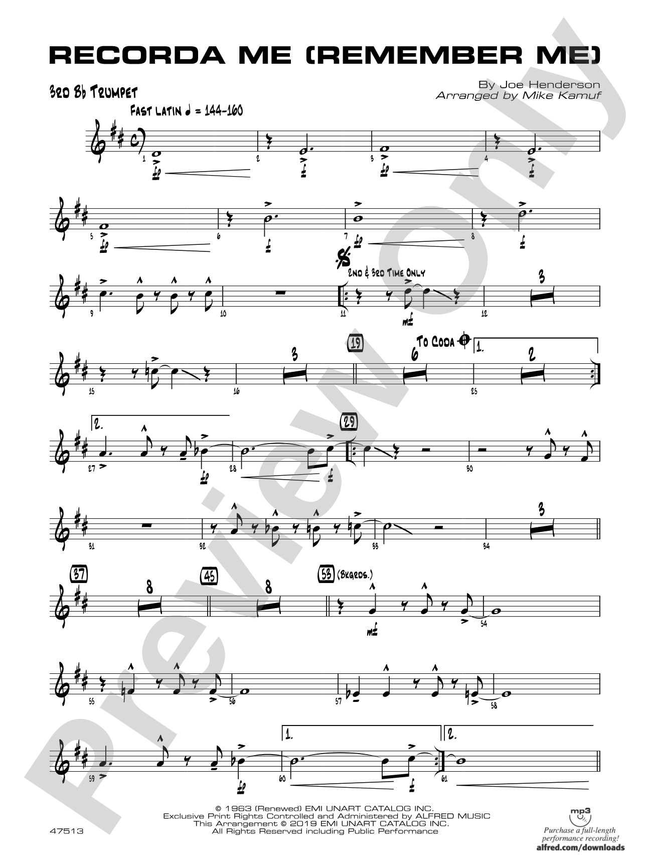 Recorda Me: 3rd B-flat Trumpet