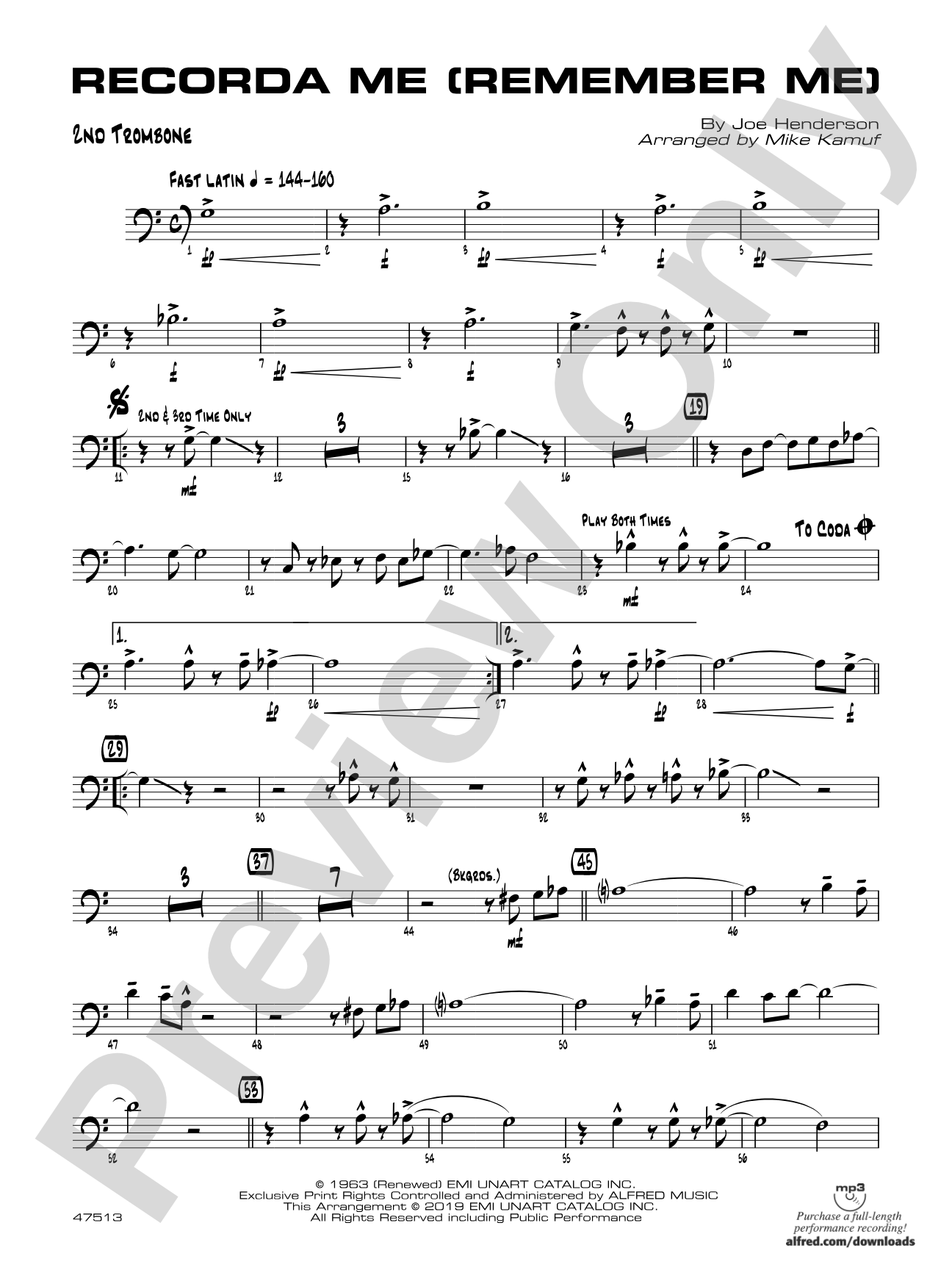 Recorda Me: 2nd Trombone
