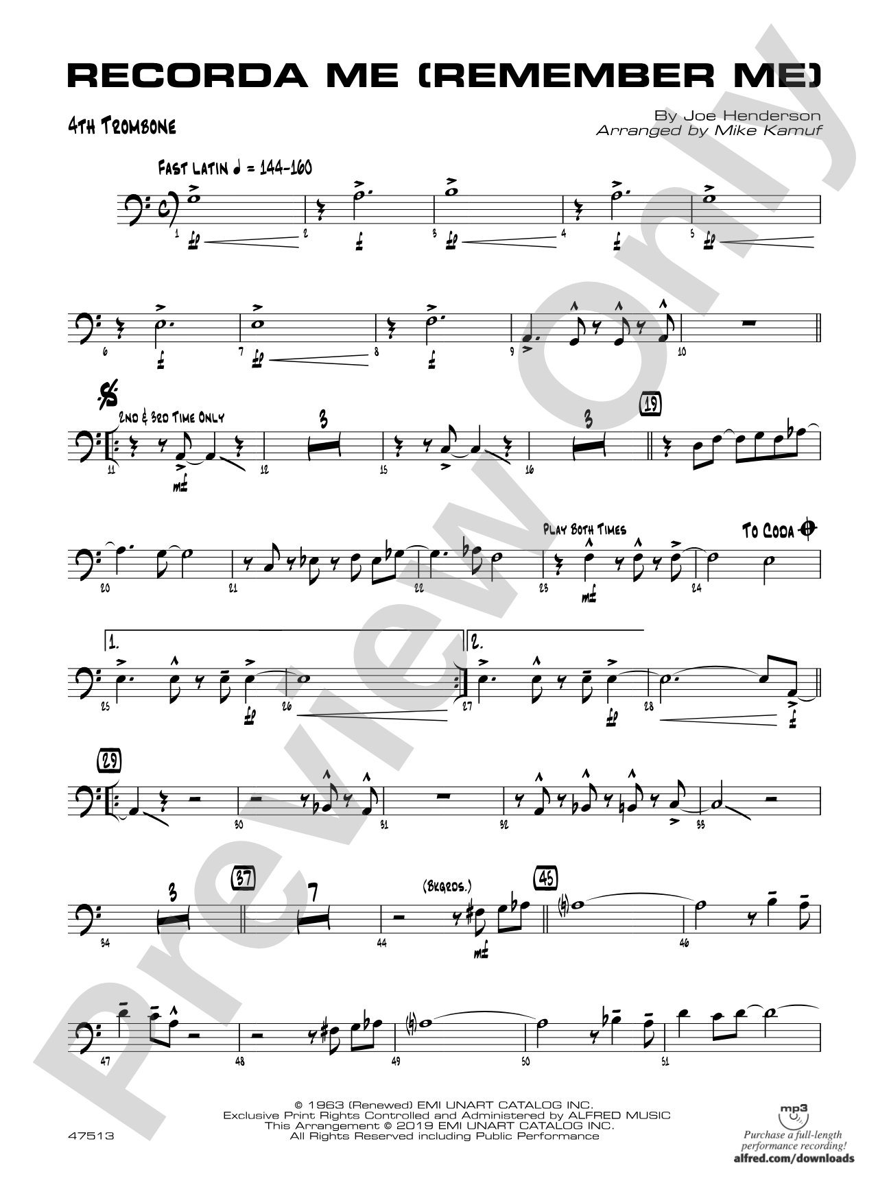 Recorda Me: 4th Trombone