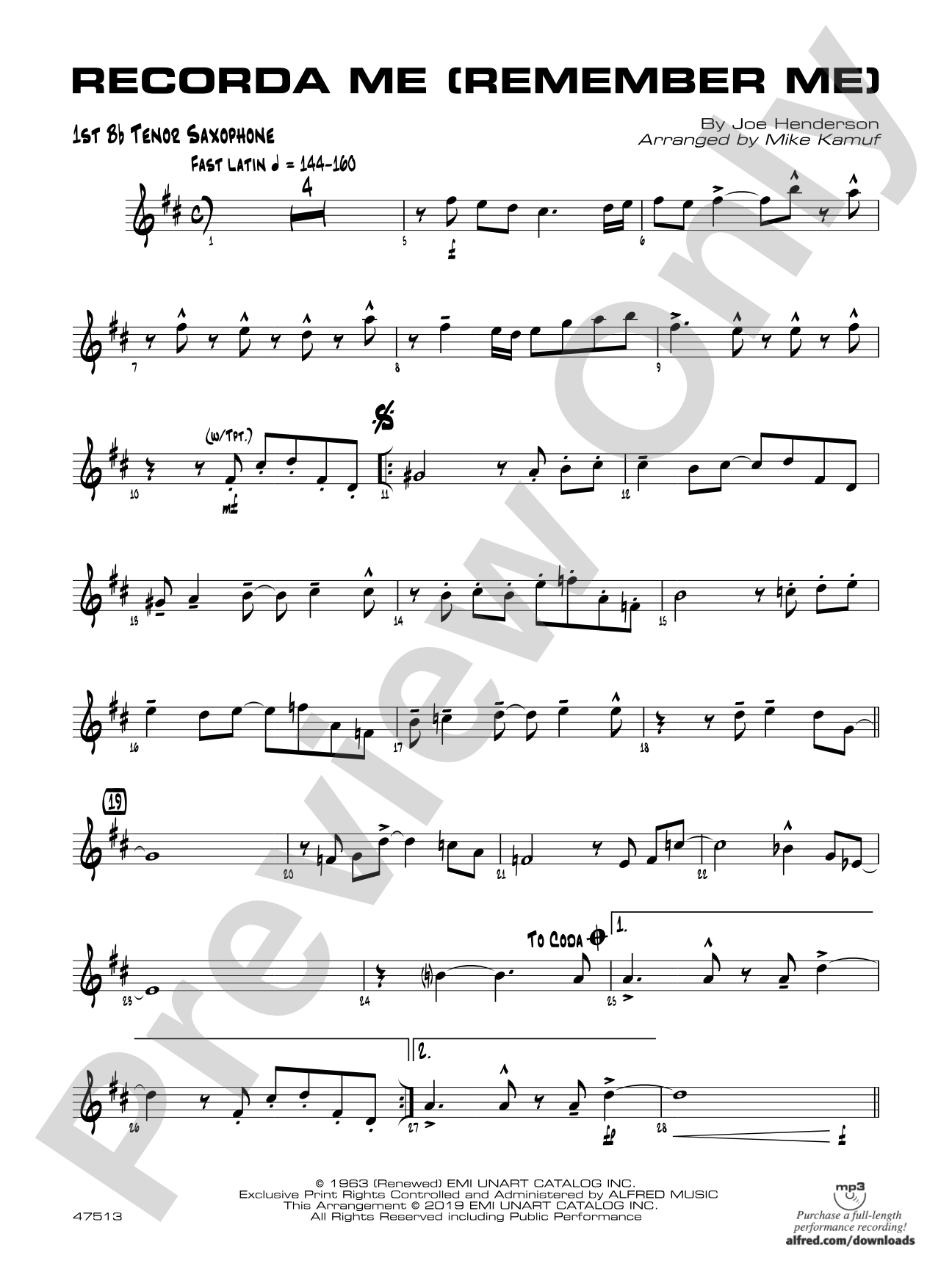 Recorda Me: B-flat Tenor Saxophone