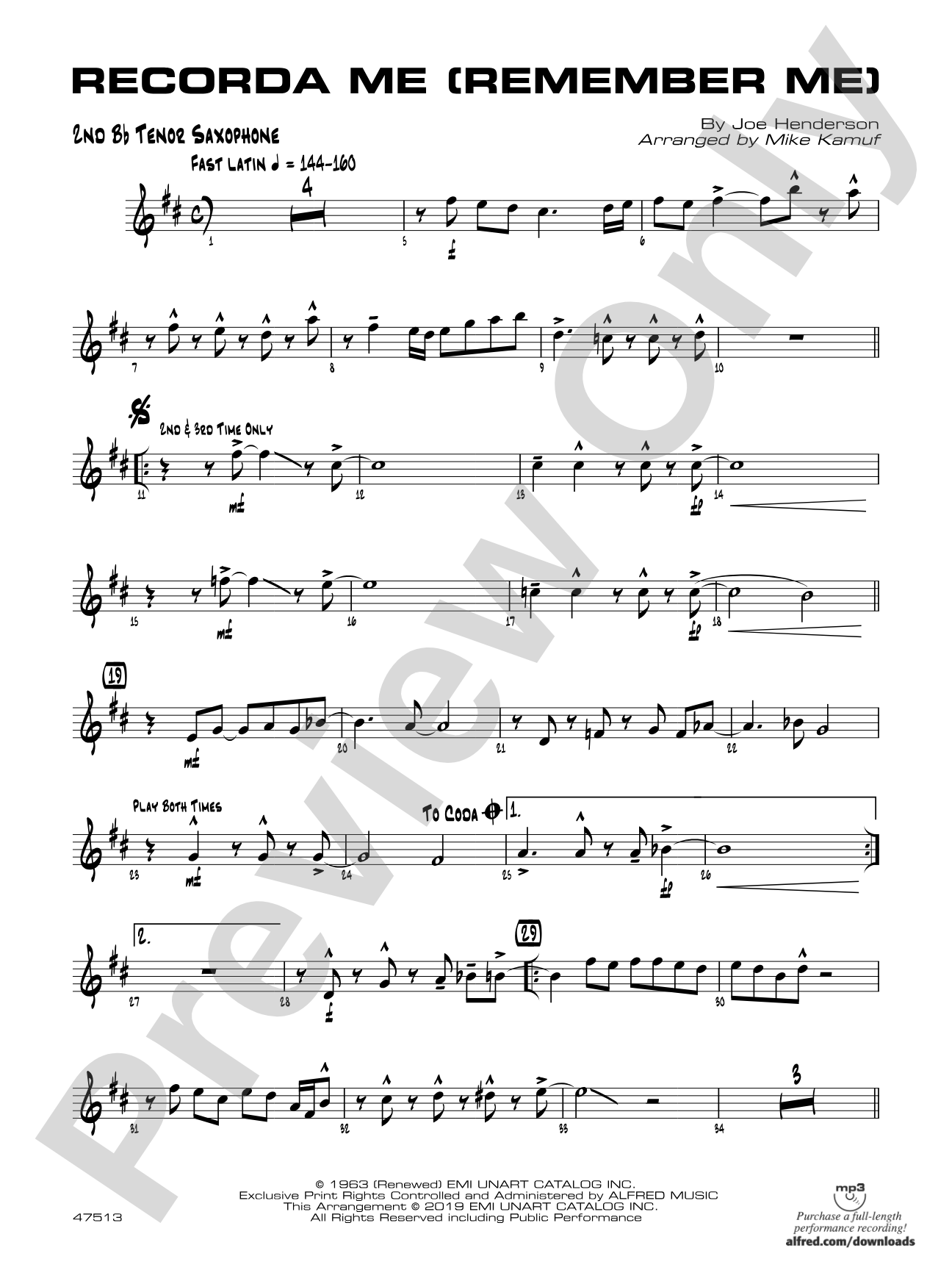 Recorda Me: 2nd B-flat Tenor Saxophone