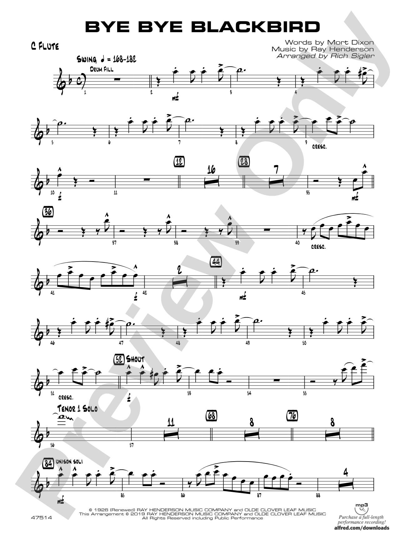 Bye Bye Blackbird: Flute