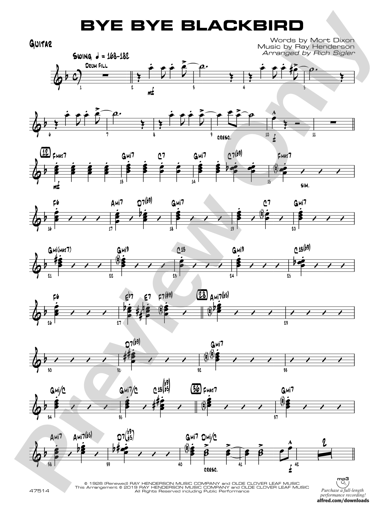 Bye Bye Blackbird: Guitar