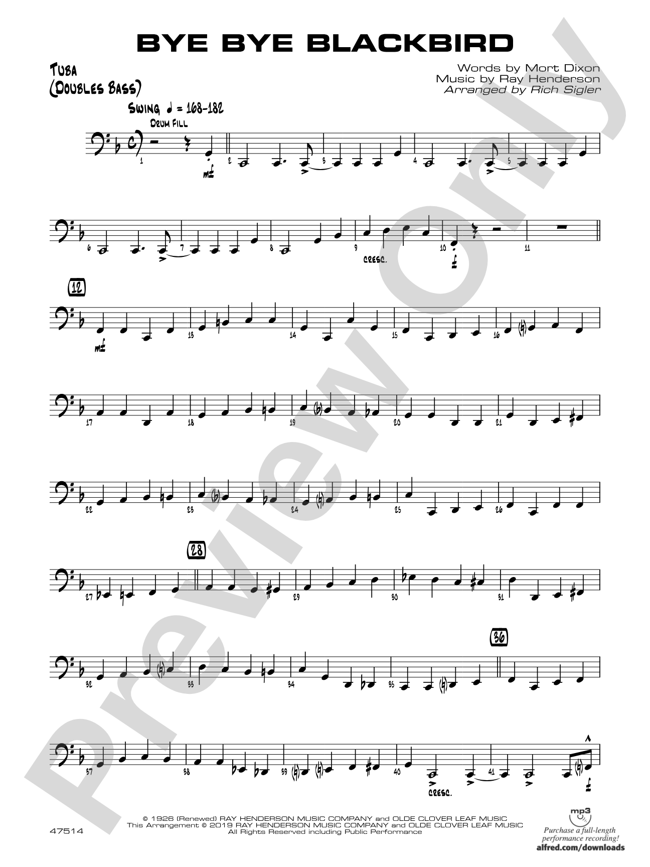 Bye Bye Blackbird: Tuba
