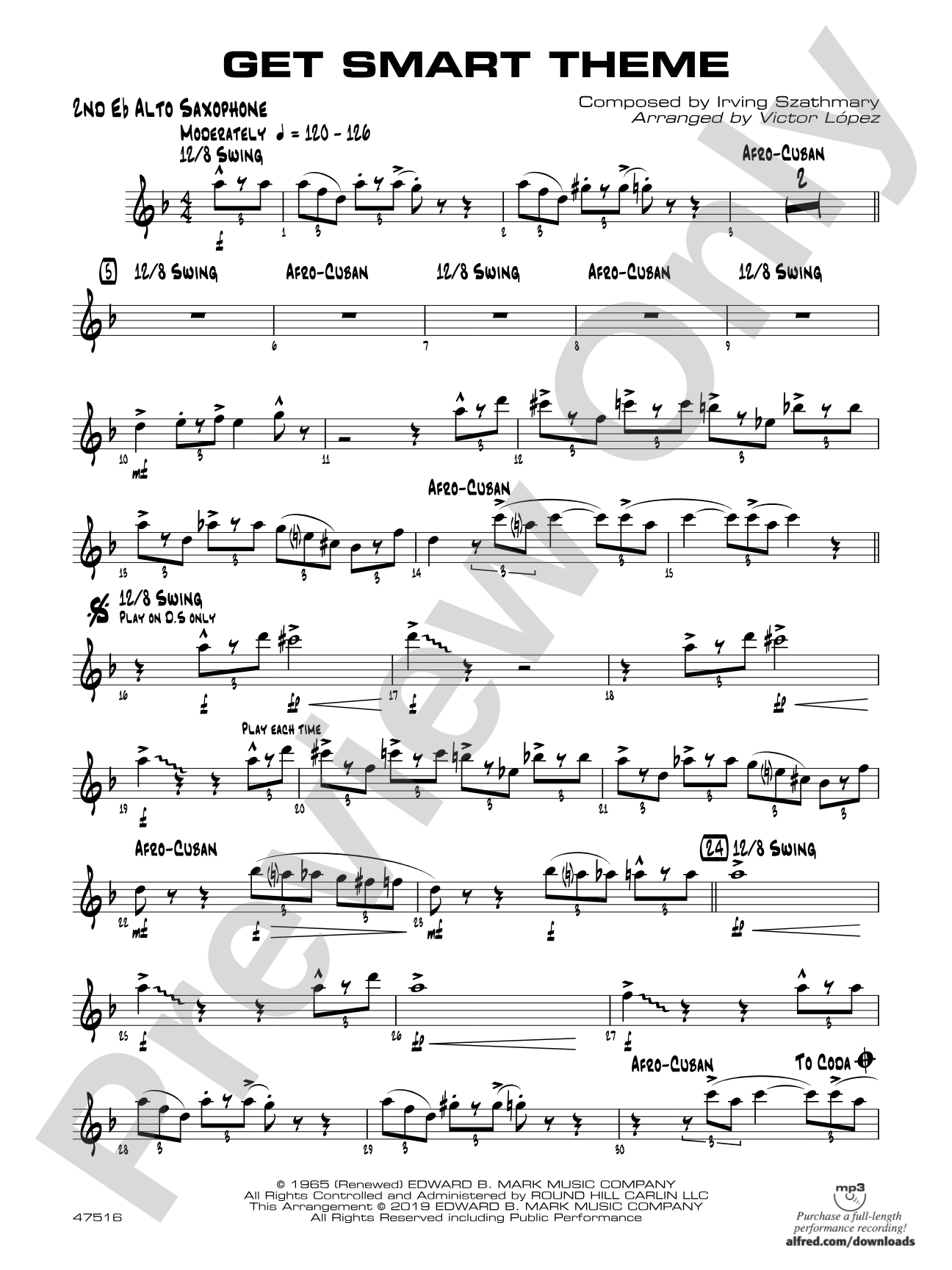 Get Smart Theme: 2nd E-flat Alto Saxophone