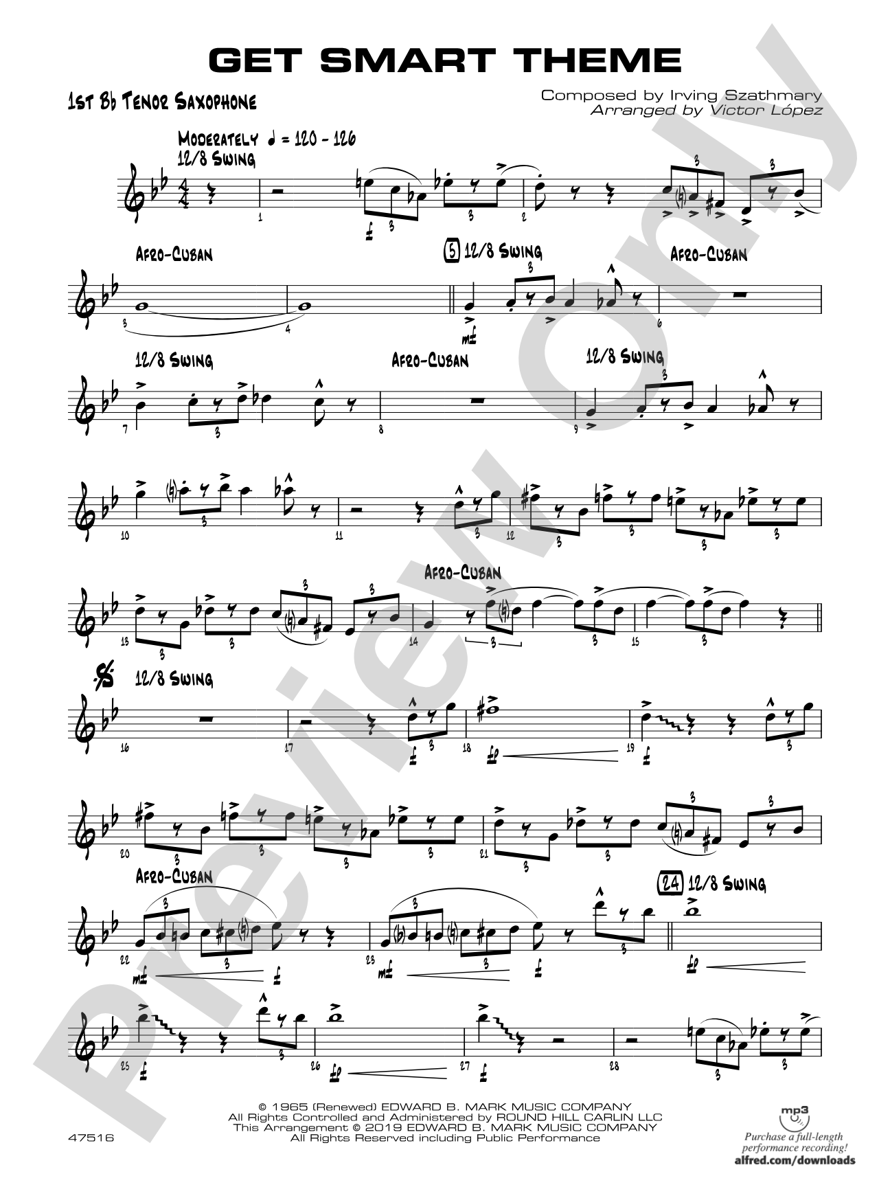 Get Smart Theme: B-flat Tenor Saxophone