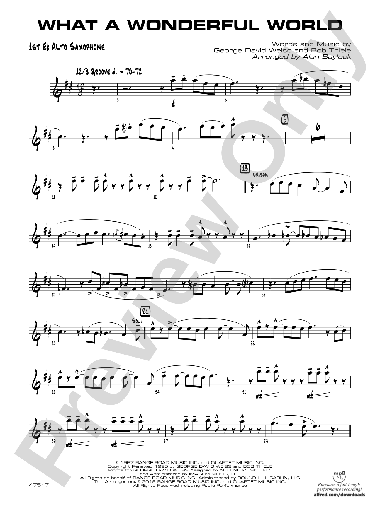 What a Wonderful World: E-flat Alto Saxophone
