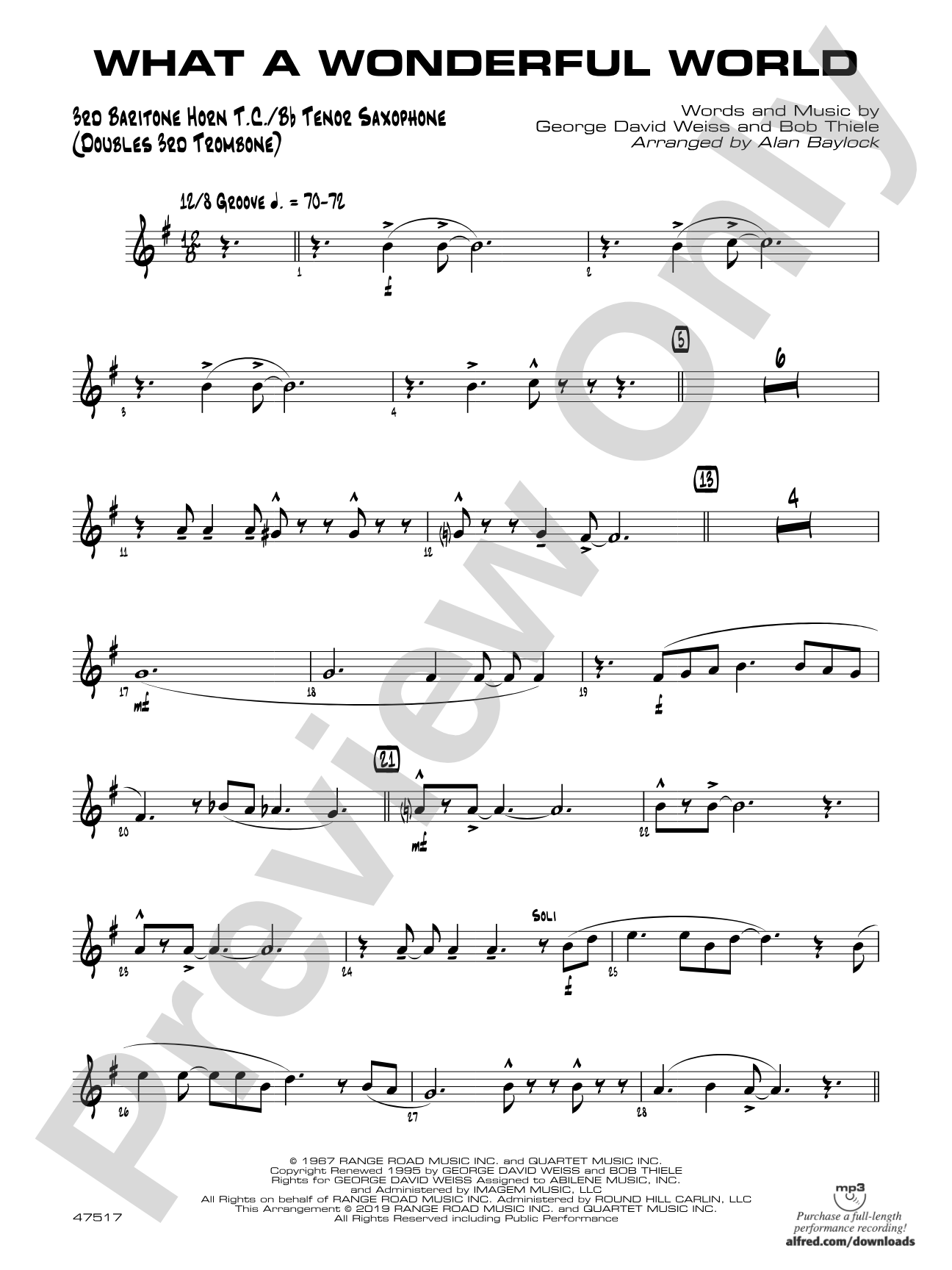 What a Wonderful World: 3rd Baritone T.C.