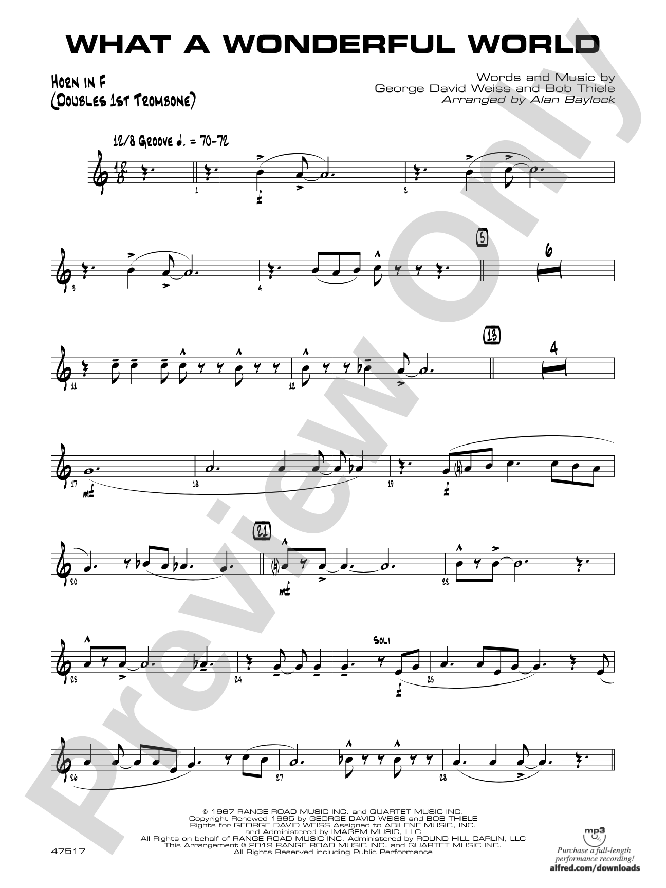 What a Wonderful World: 1st F Horn