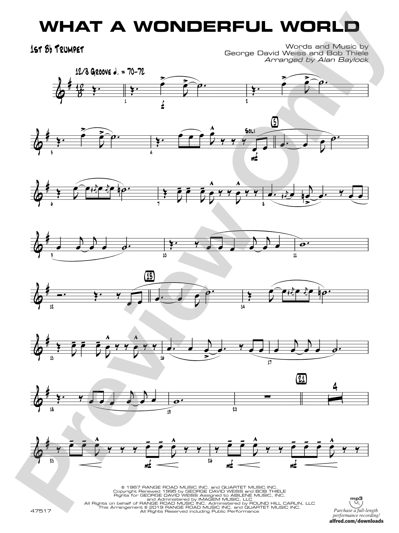 What a Wonderful World: 1st B-flat Trumpet