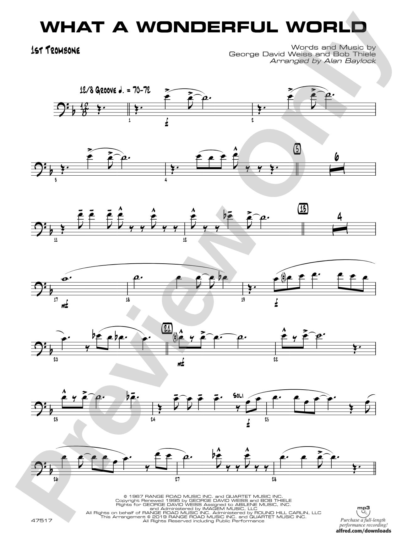 What a Wonderful World: 1st Trombone
