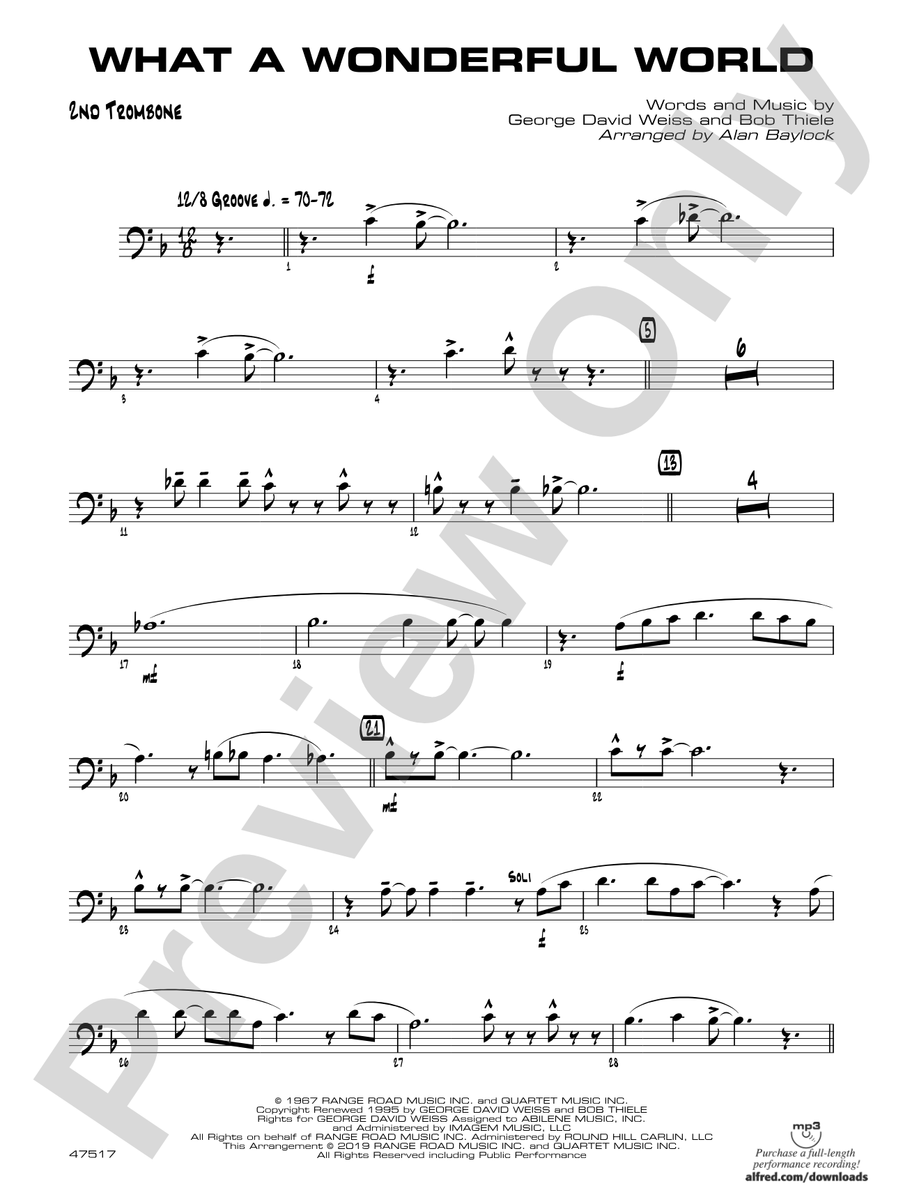 What a Wonderful World: 2nd Trombone