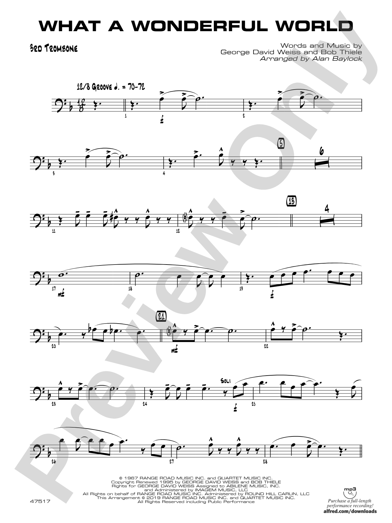 What a Wonderful World: 3rd Trombone