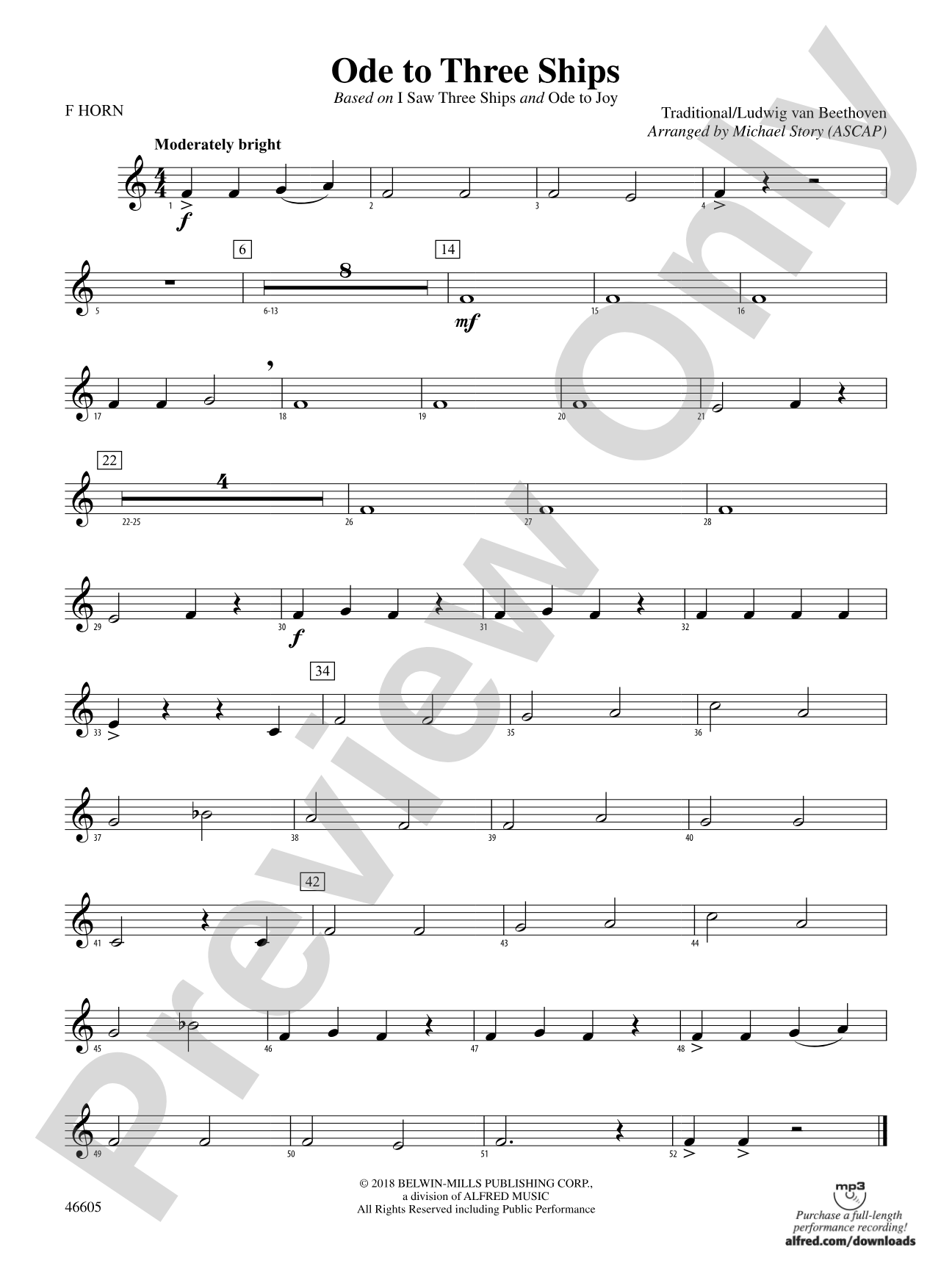 Ode to Three Ships: 1st F Horn