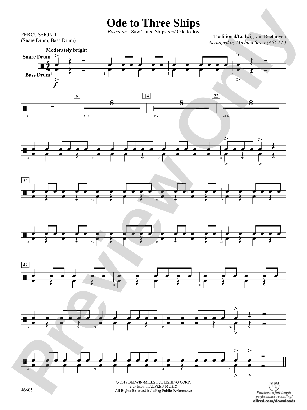 Ode to Three Ships: 1st Percussion