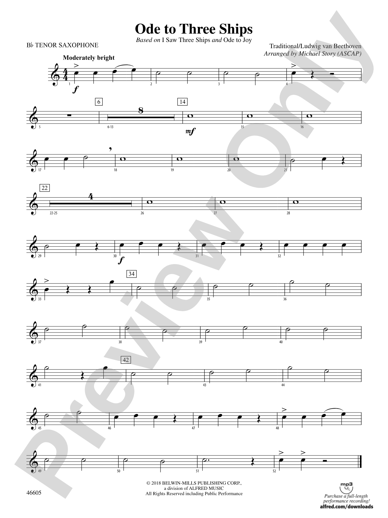 Ode to Three Ships: B-flat Tenor Saxophone