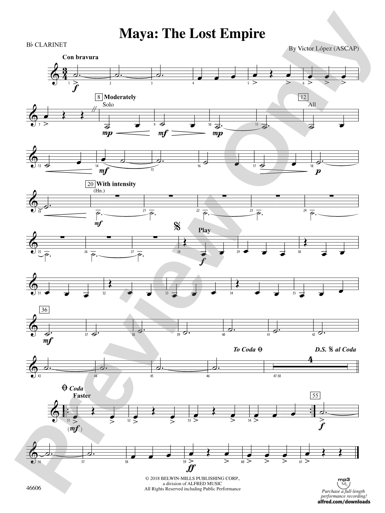 Maya: The Lost Empire: 1st B-flat Clarinet