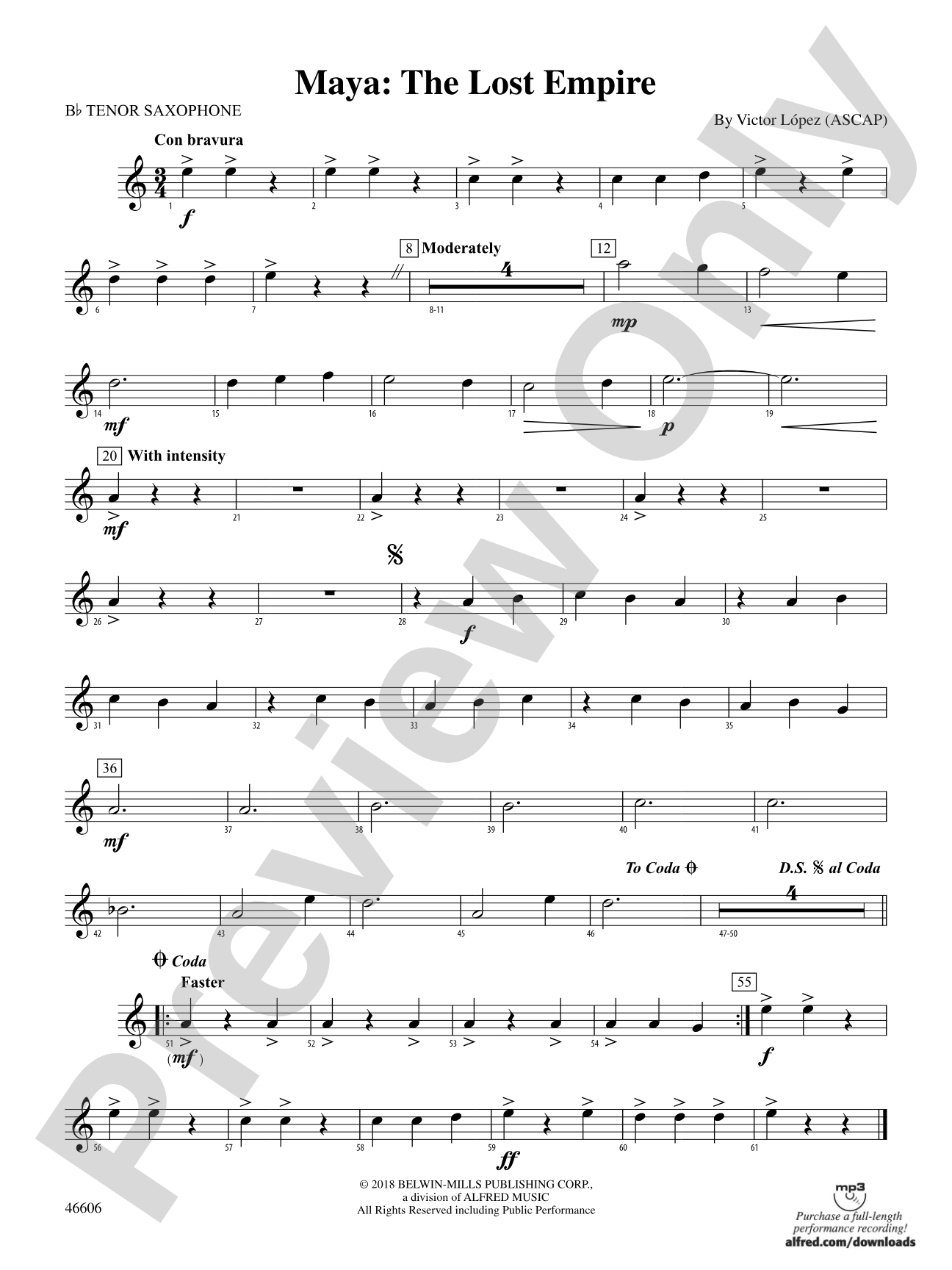 Maya: The Lost Empire: B-flat Tenor Saxophone