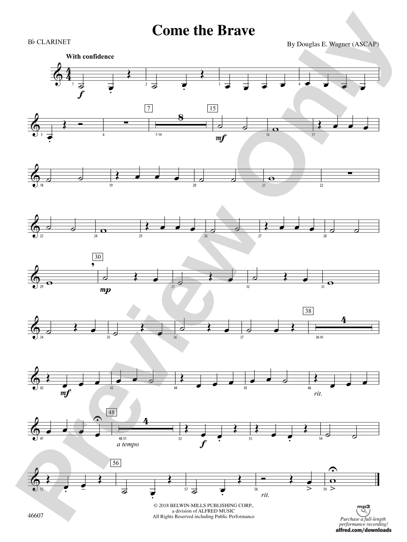 Come the Brave: 1st B-flat Clarinet