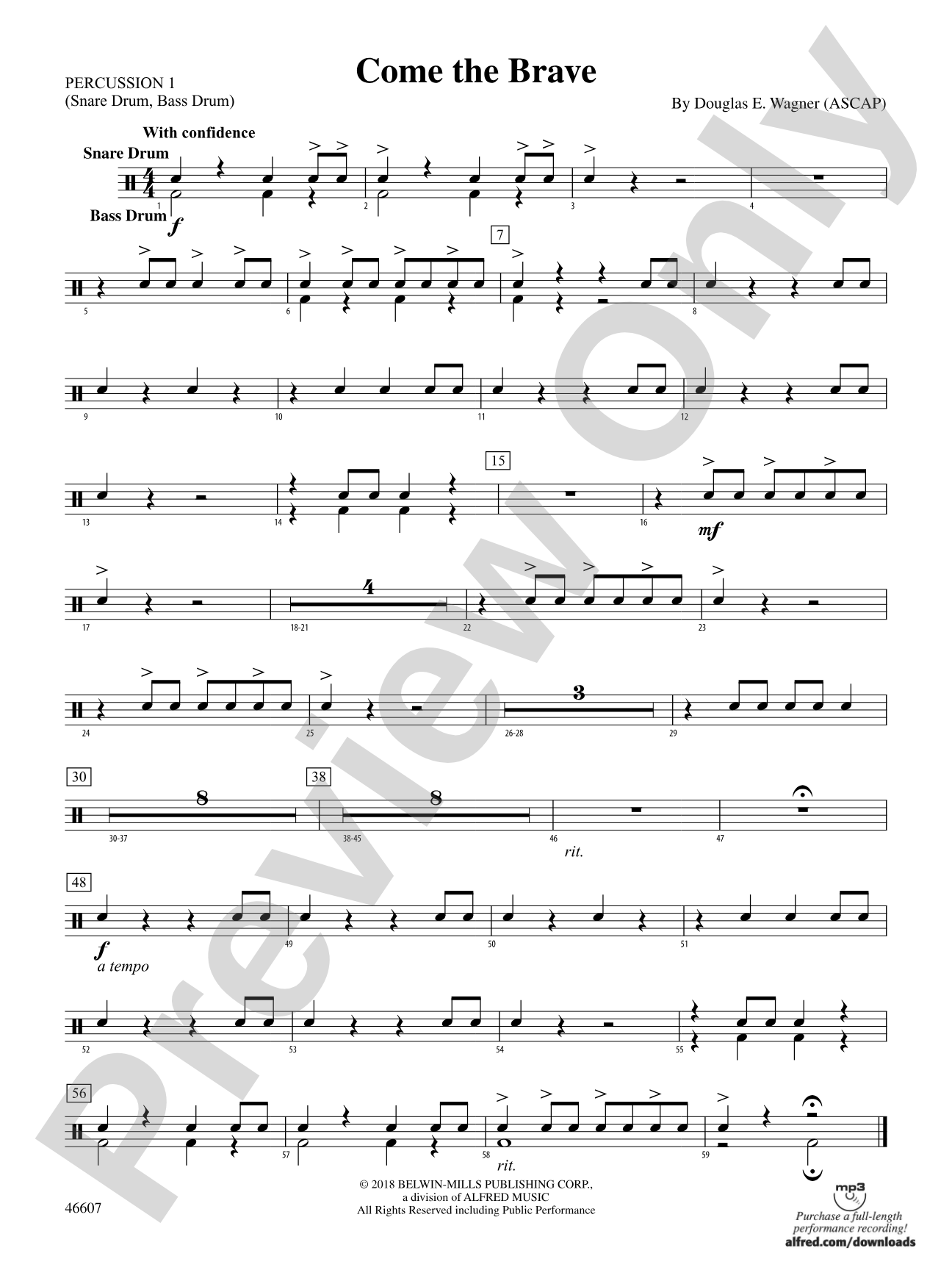 Come the Brave: 1st Percussion