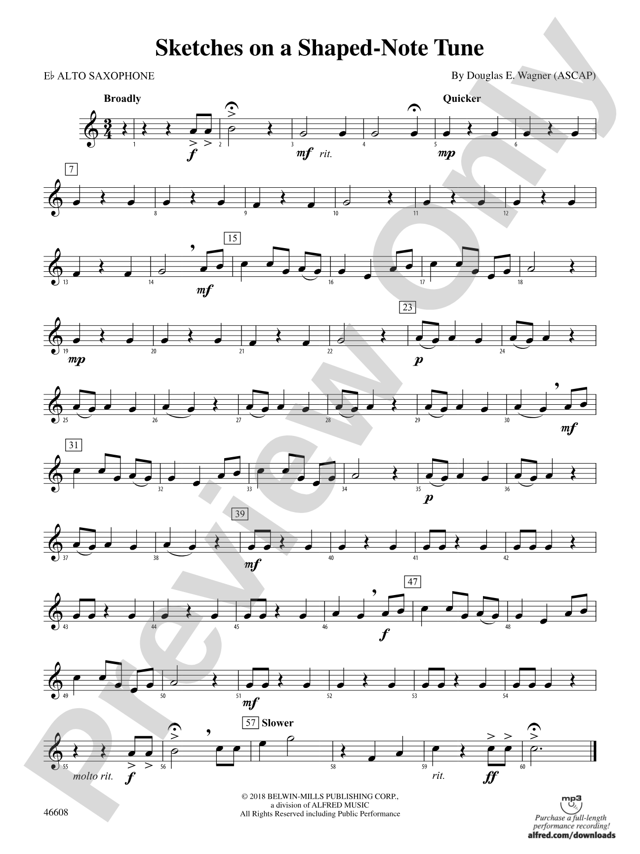 Sketches on a Shaped-Note Tune: E-flat Alto Saxophone