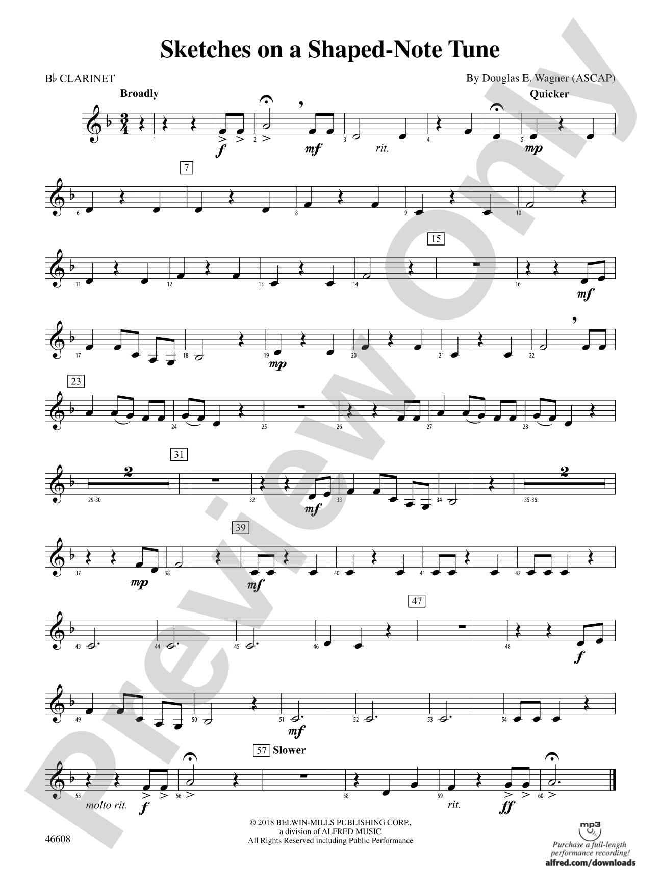 Sketches on a Shaped-Note Tune: 1st B-flat Clarinet
