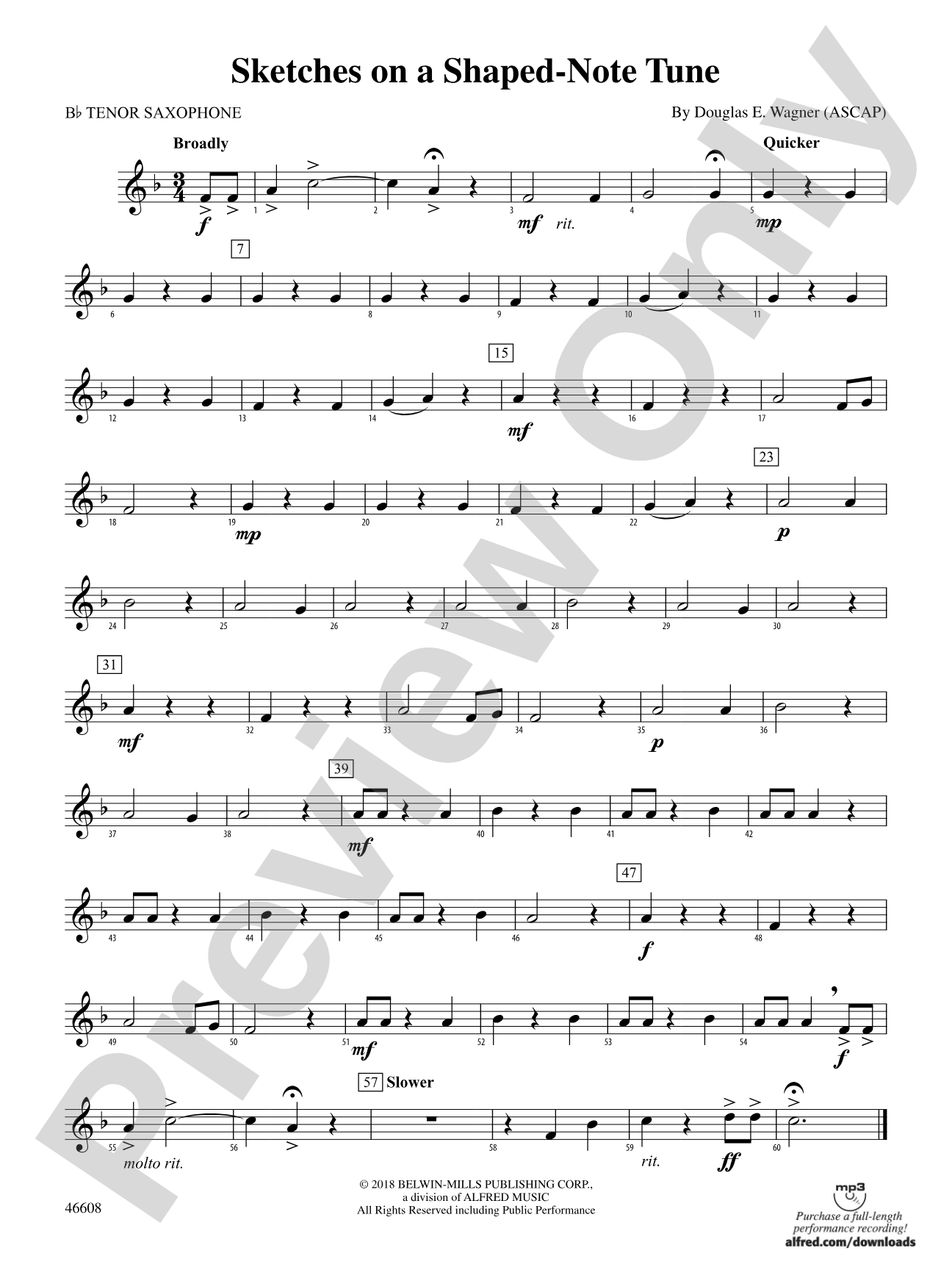 Sketches on a Shaped-Note Tune: B-flat Tenor Saxophone