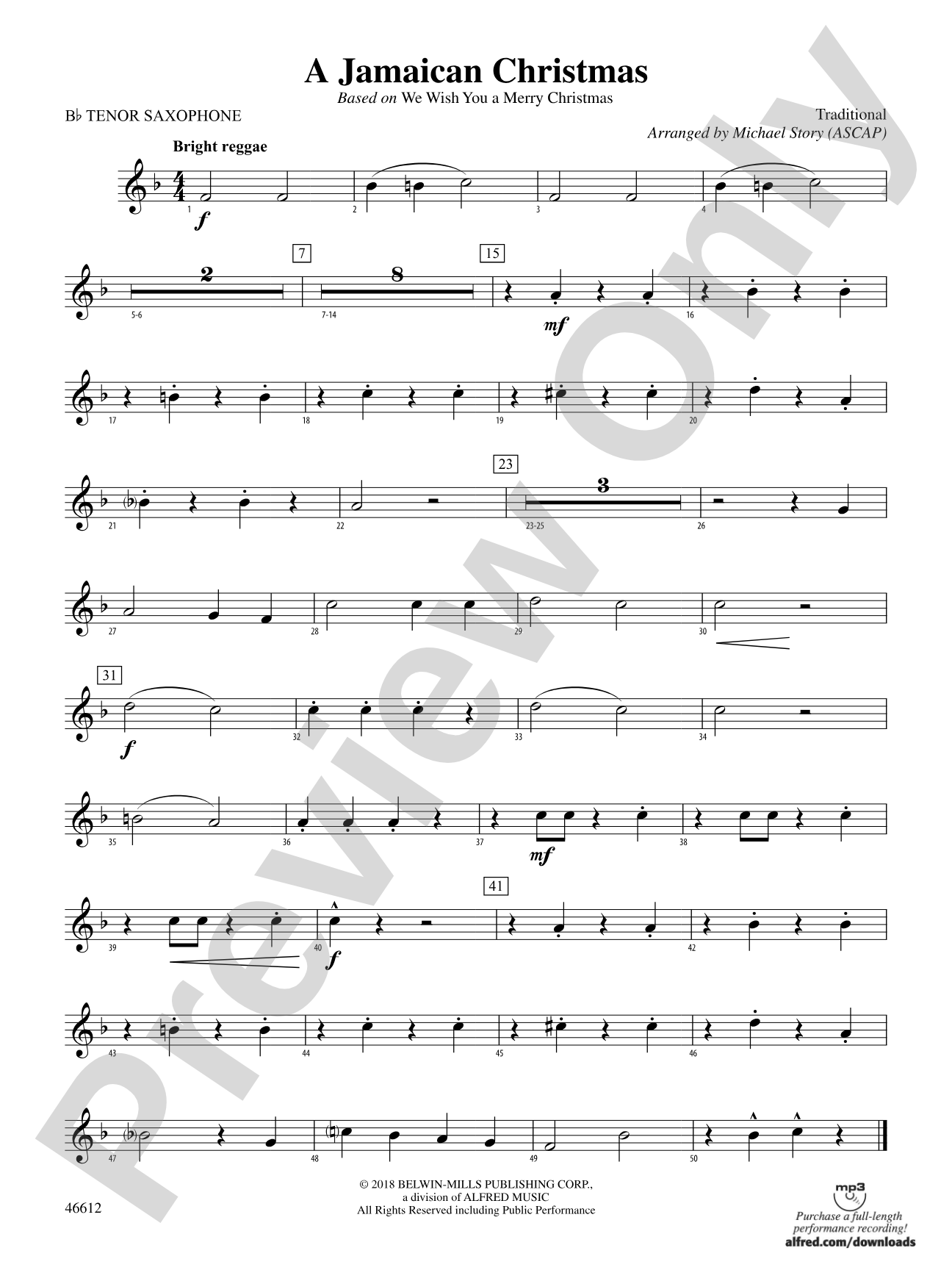 A Jamaican Christmas: B-flat Tenor Saxophone