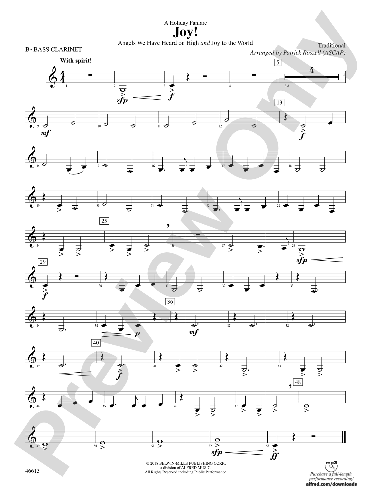 Joy! A Holiday Fanfare: B-flat Bass Clarinet