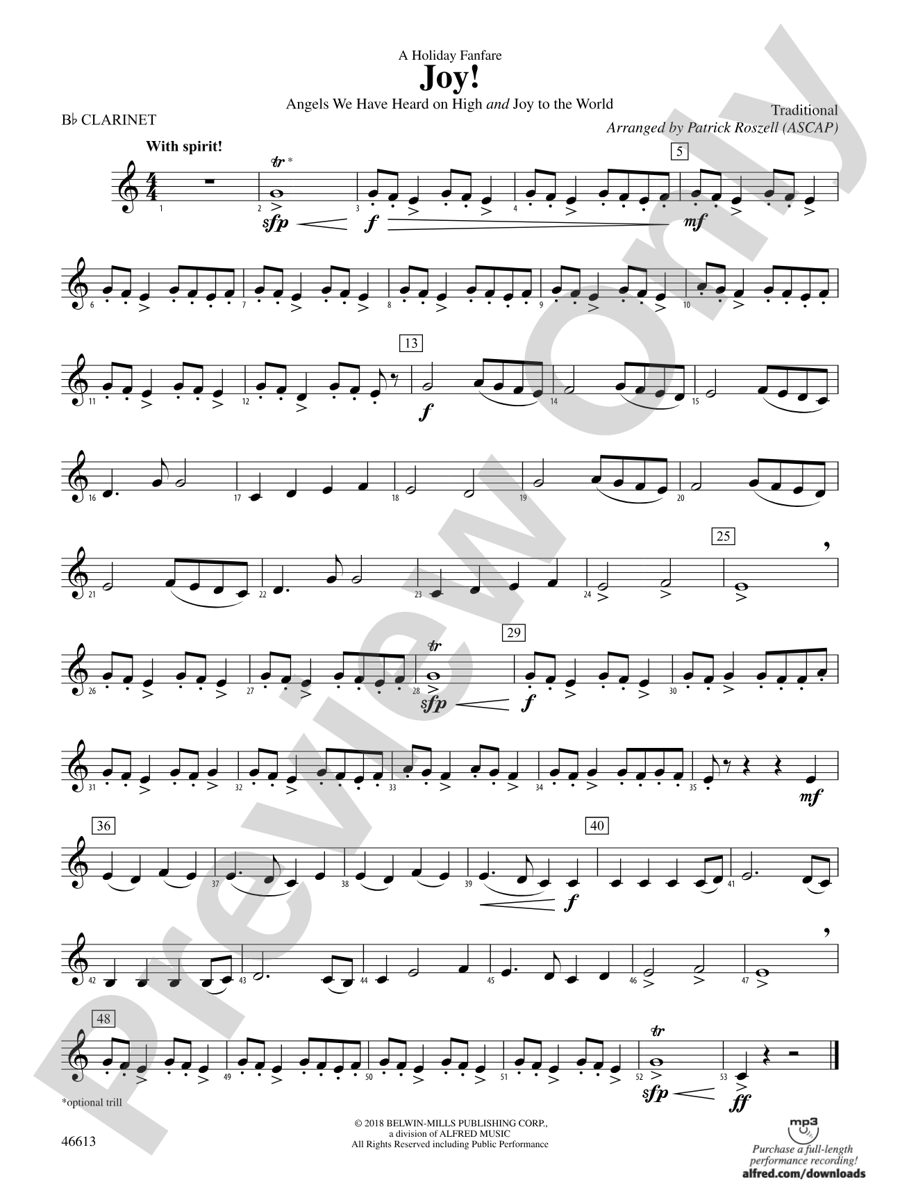 Joy! A Holiday Fanfare: 1st B-flat Clarinet