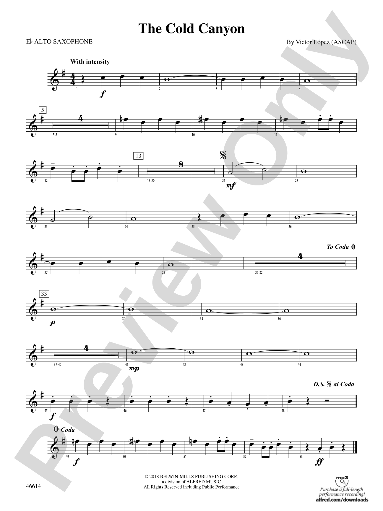 The Cold Canyon: E-flat Alto Saxophone