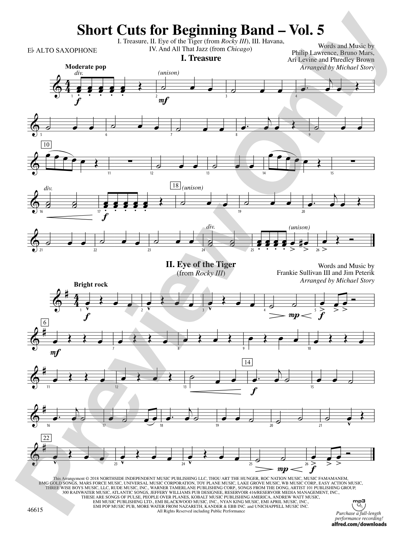 Short Cuts for Beginning Band -- Vol. 5: E-flat Alto Saxophone