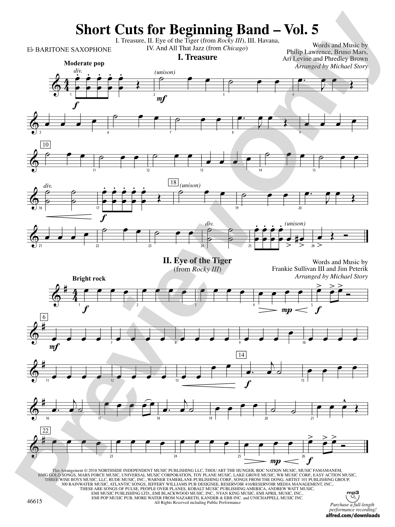 Short Cuts for Beginning Band -- Vol. 5: E-flat Baritone Saxophone