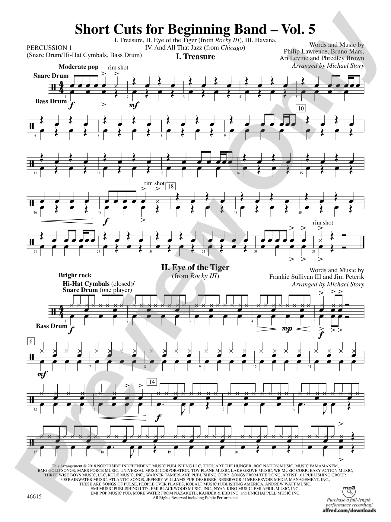 Short Cuts for Beginning Band -- Vol. 5: 1st Percussion