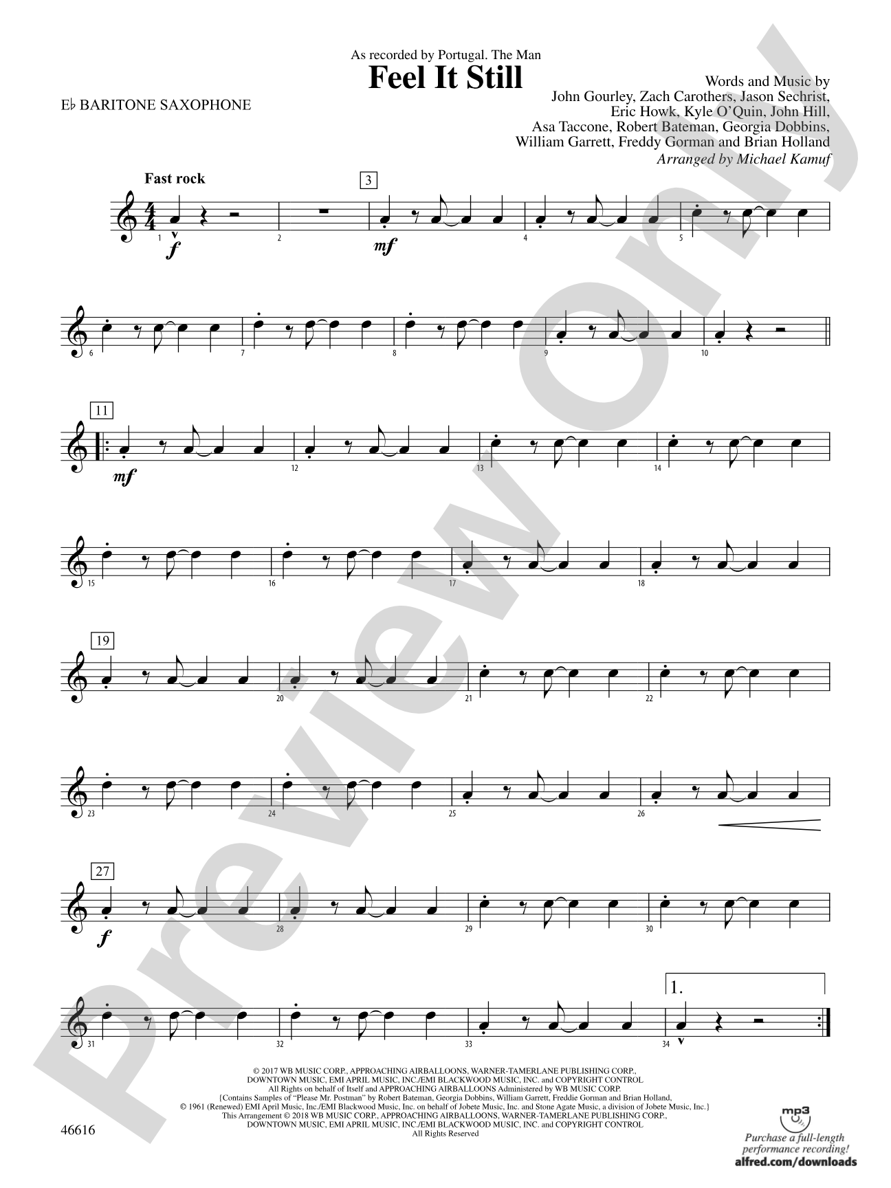 Feel It Still: E-flat Baritone Saxophone