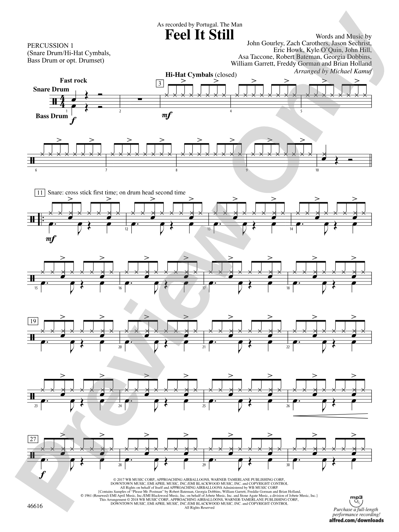 Feel It Still: 1st Percussion