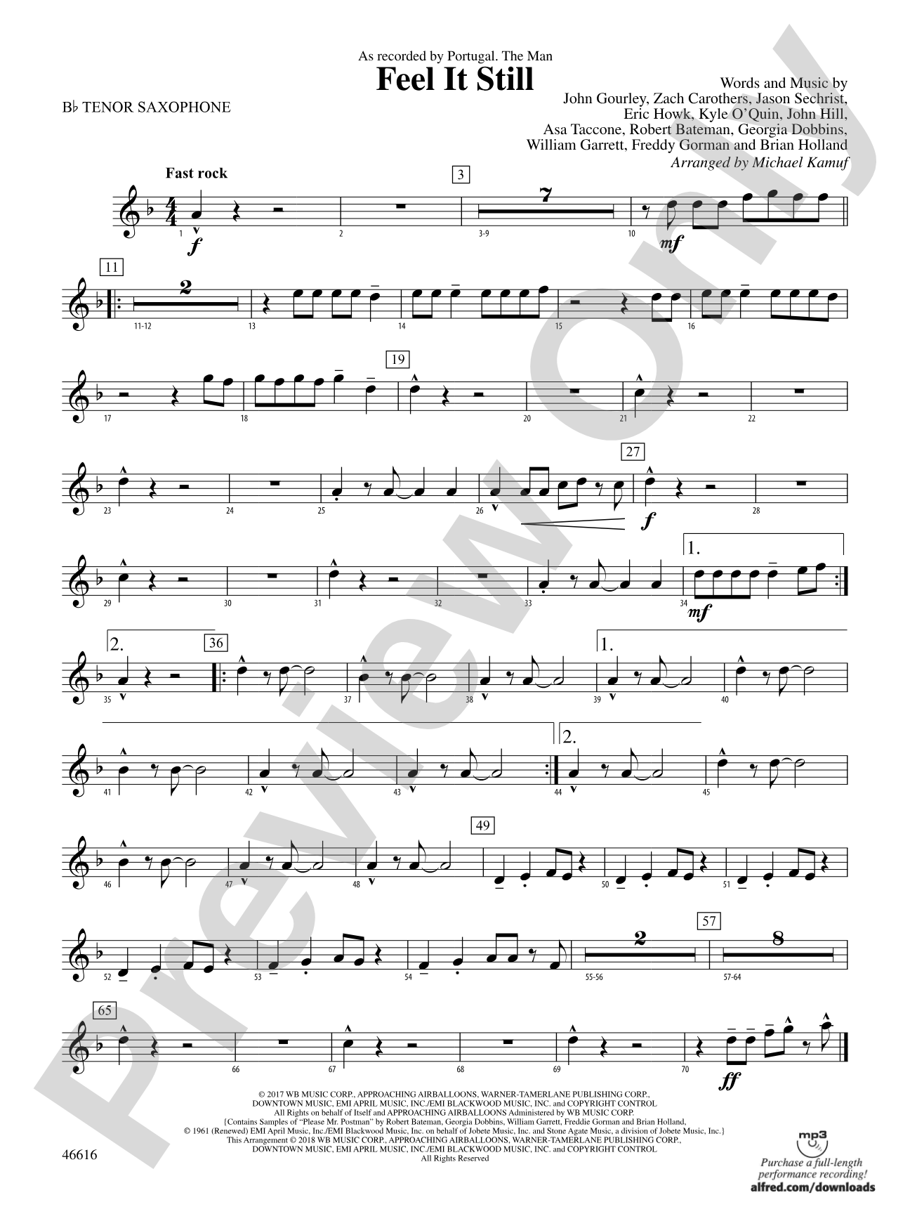 Feel It Still: B-flat Tenor Saxophone