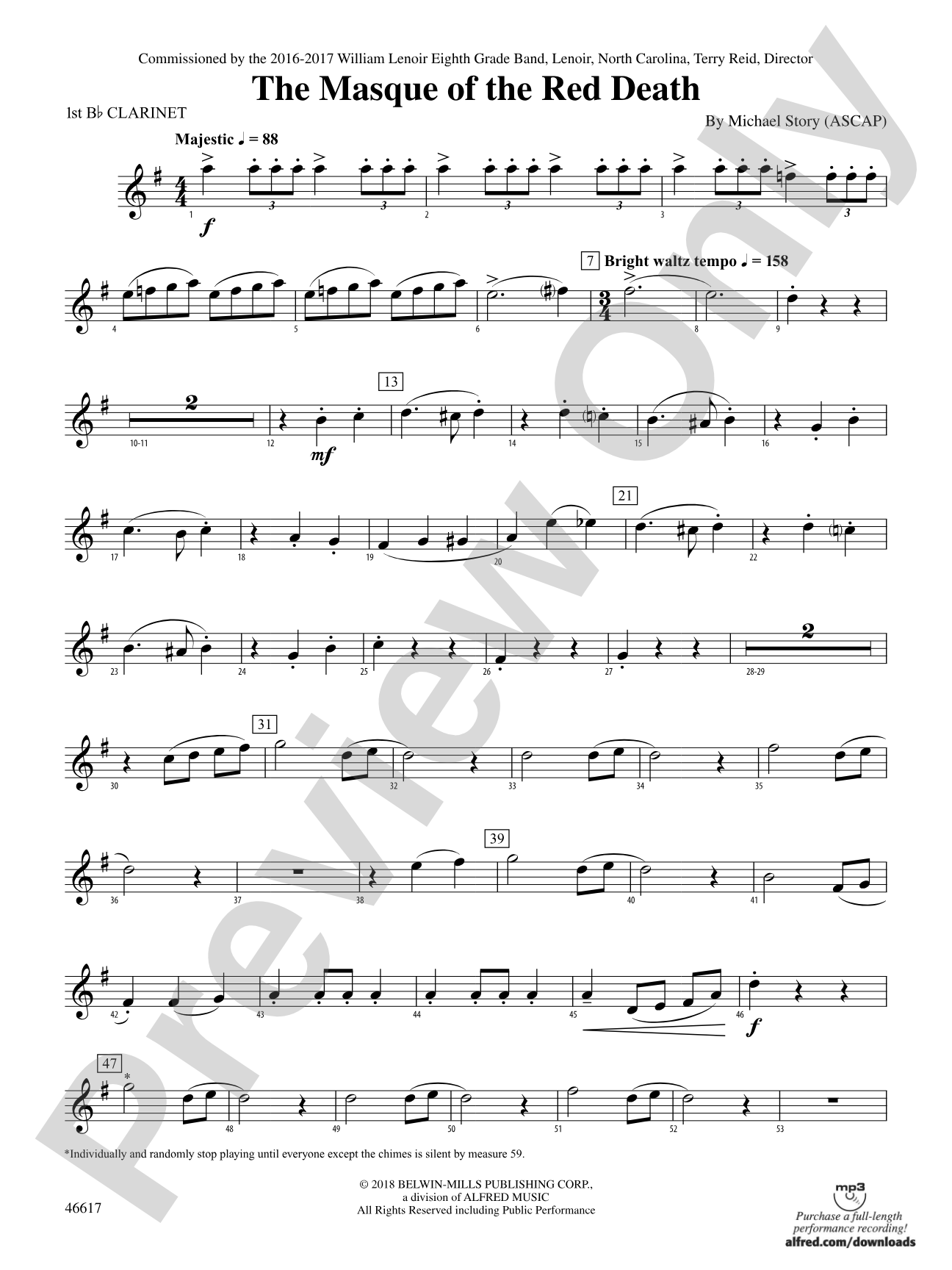 The Masque of the Red Death: 1st B-flat Clarinet