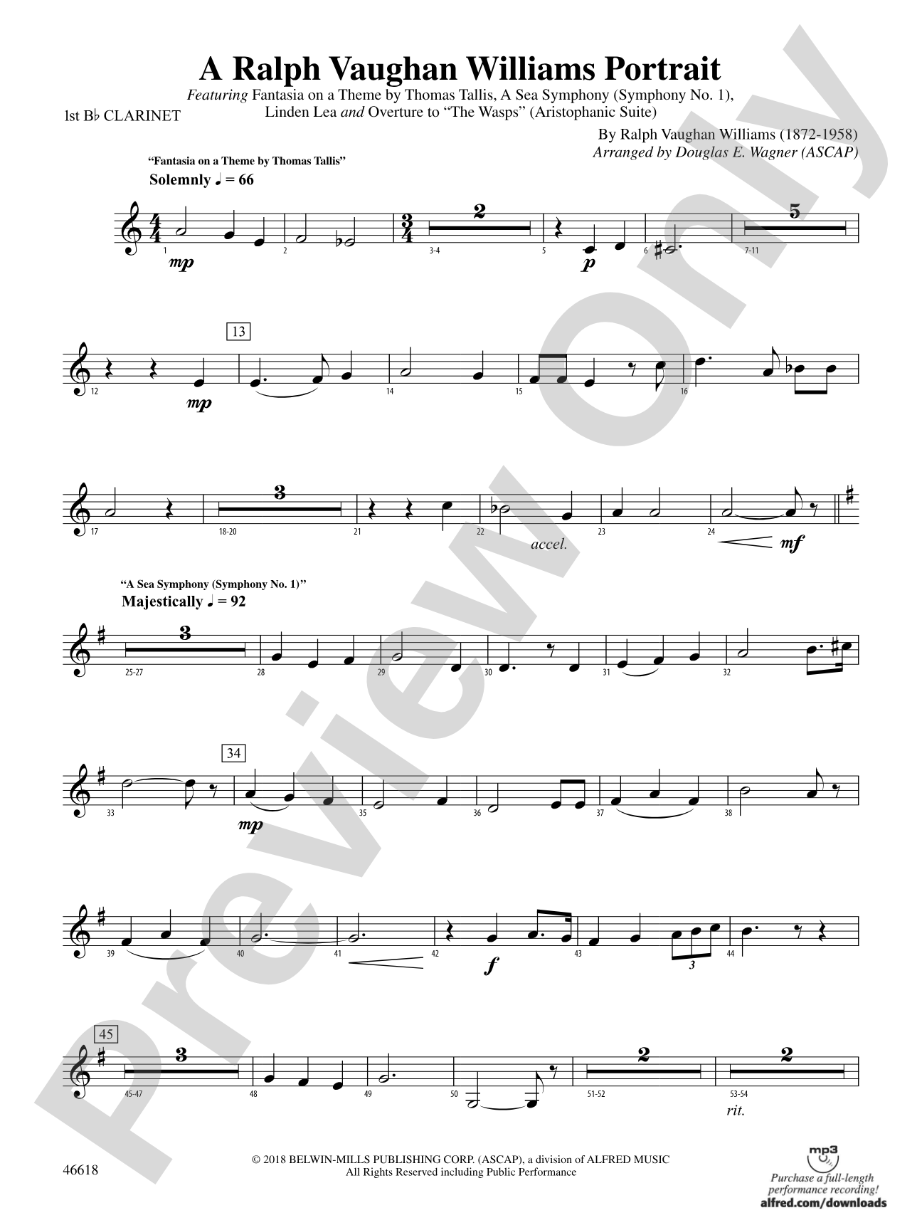 A Ralph Vaughan Williams Portrait: 1st B-flat Clarinet