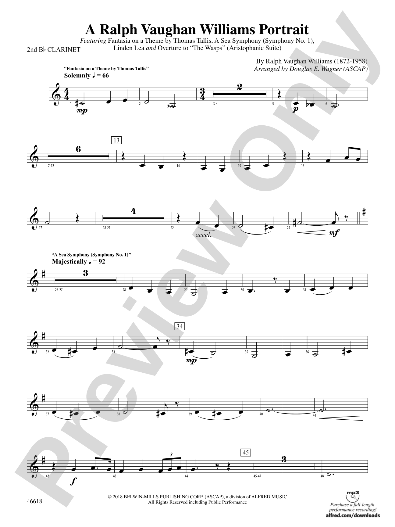 A Ralph Vaughan Williams Portrait: 2nd B-flat Clarinet