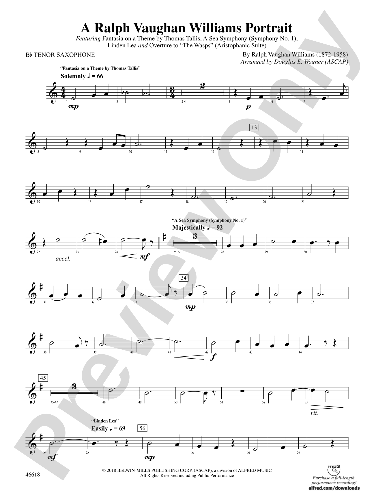 A Ralph Vaughan Williams Portrait: B-flat Tenor Saxophone