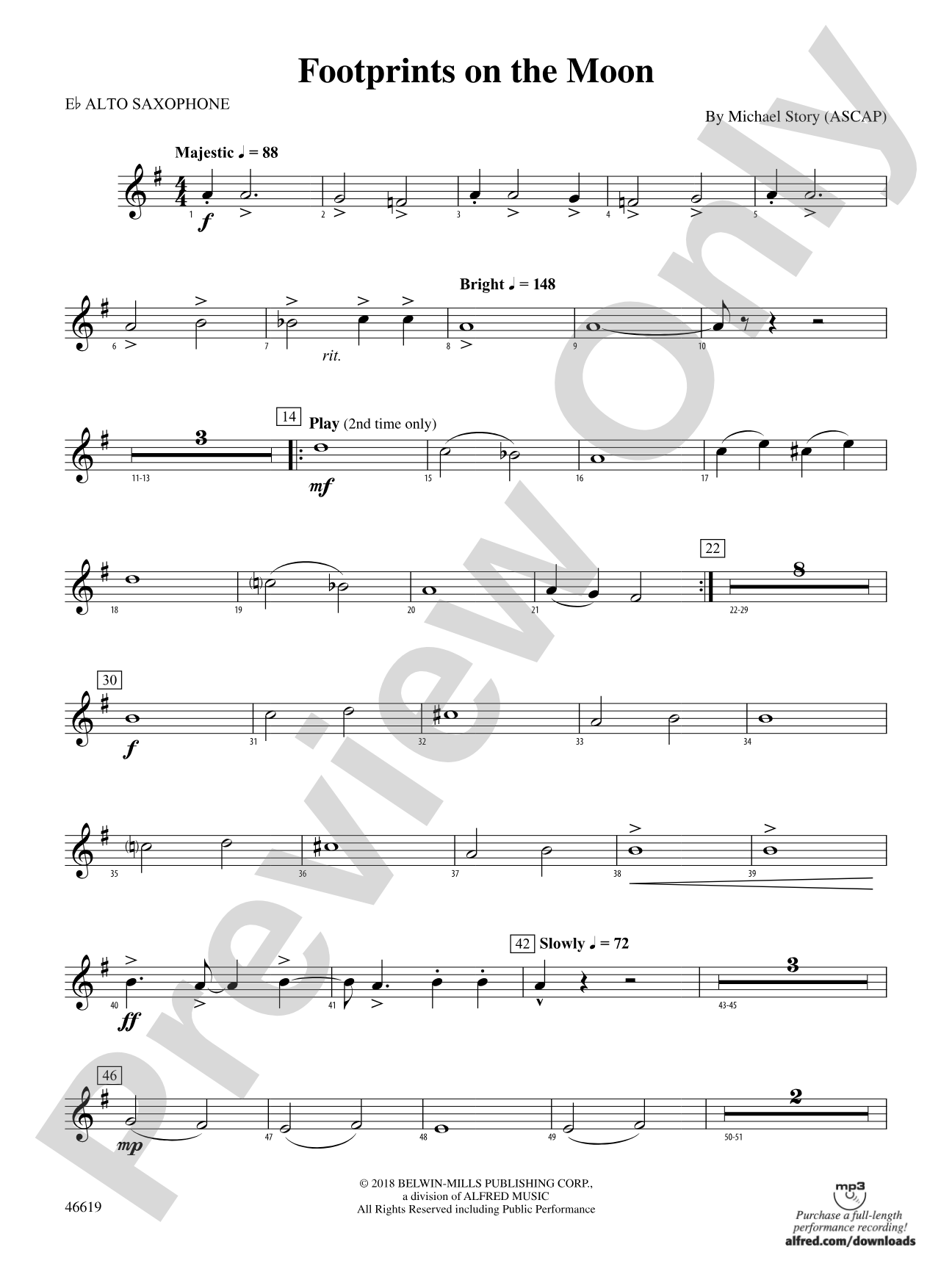 Footprints on the Moon: E-flat Alto Saxophone