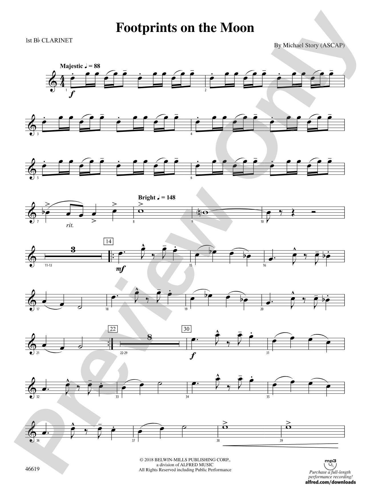 Footprints on the Moon: 1st B-flat Clarinet