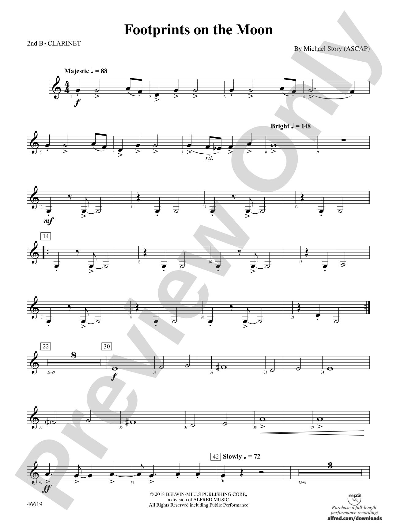 Footprints on the Moon: 2nd B-flat Clarinet