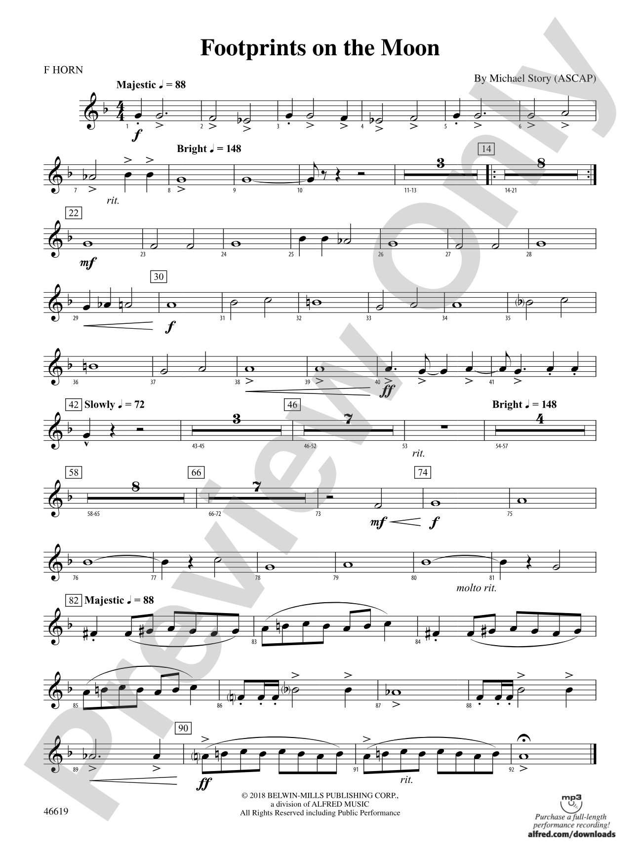 Footprints on the Moon: 1st F Horn