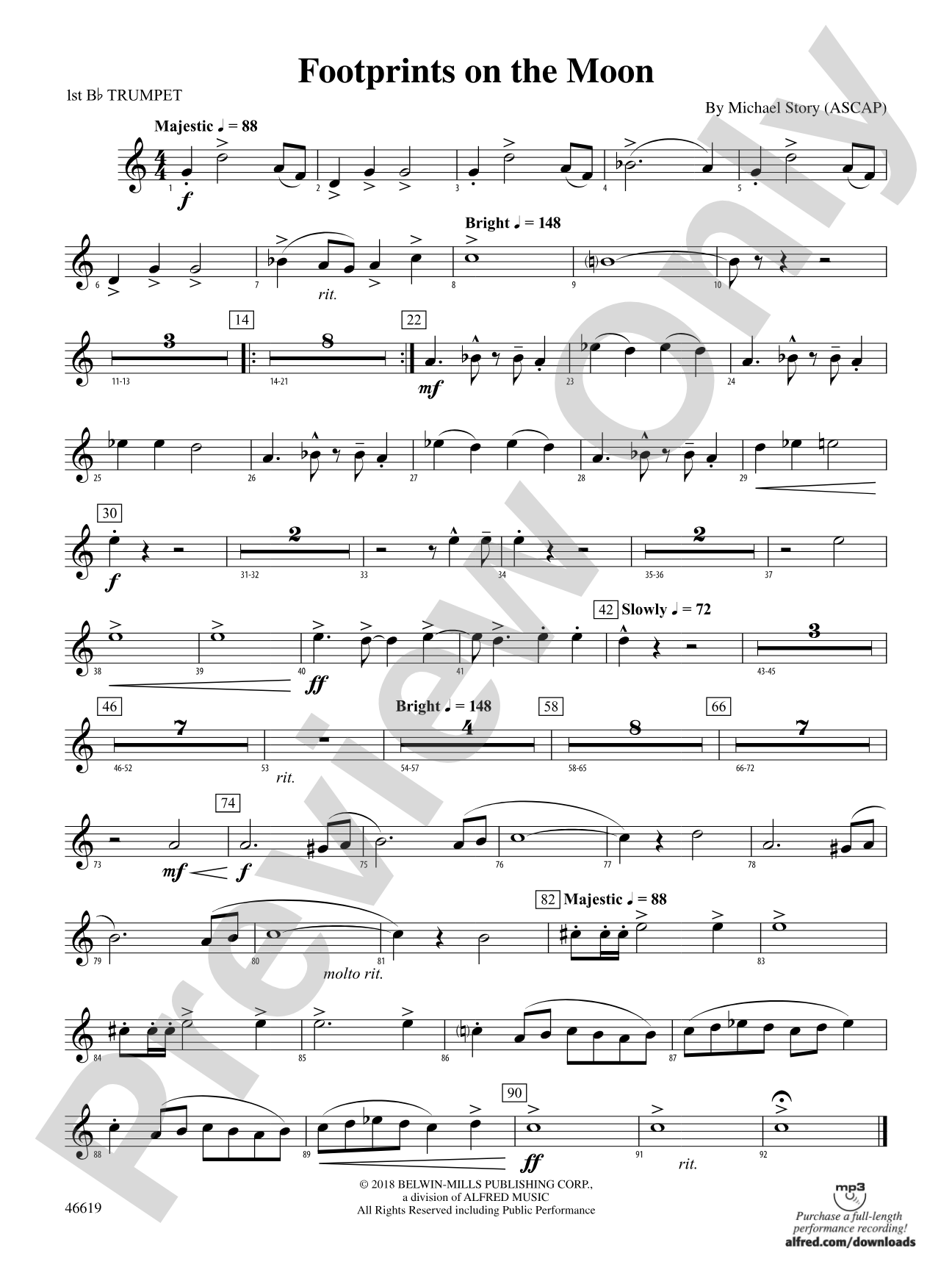 Footprints on the Moon: 1st B-flat Trumpet