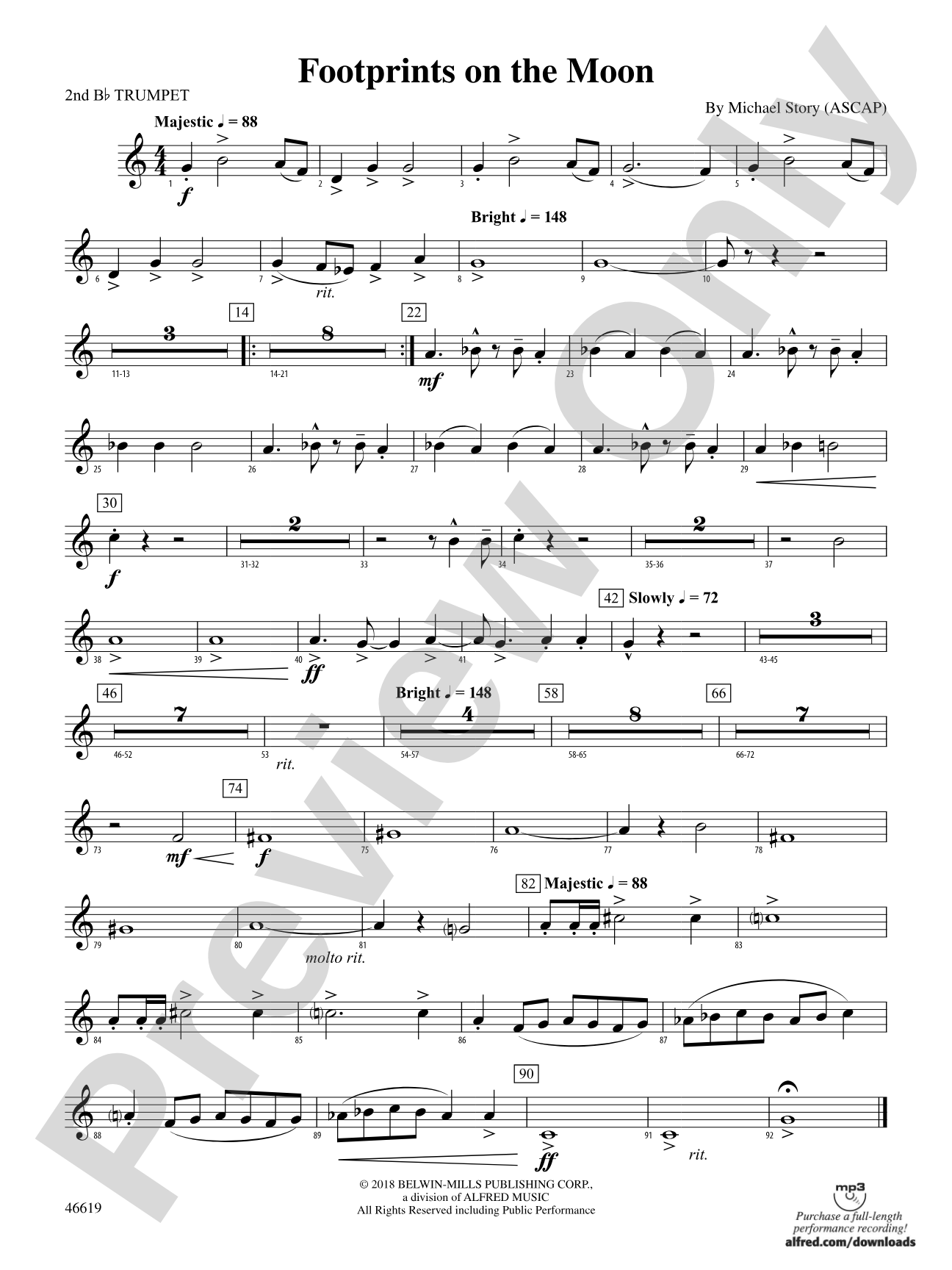 Footprints on the Moon: 2nd B-flat Trumpet