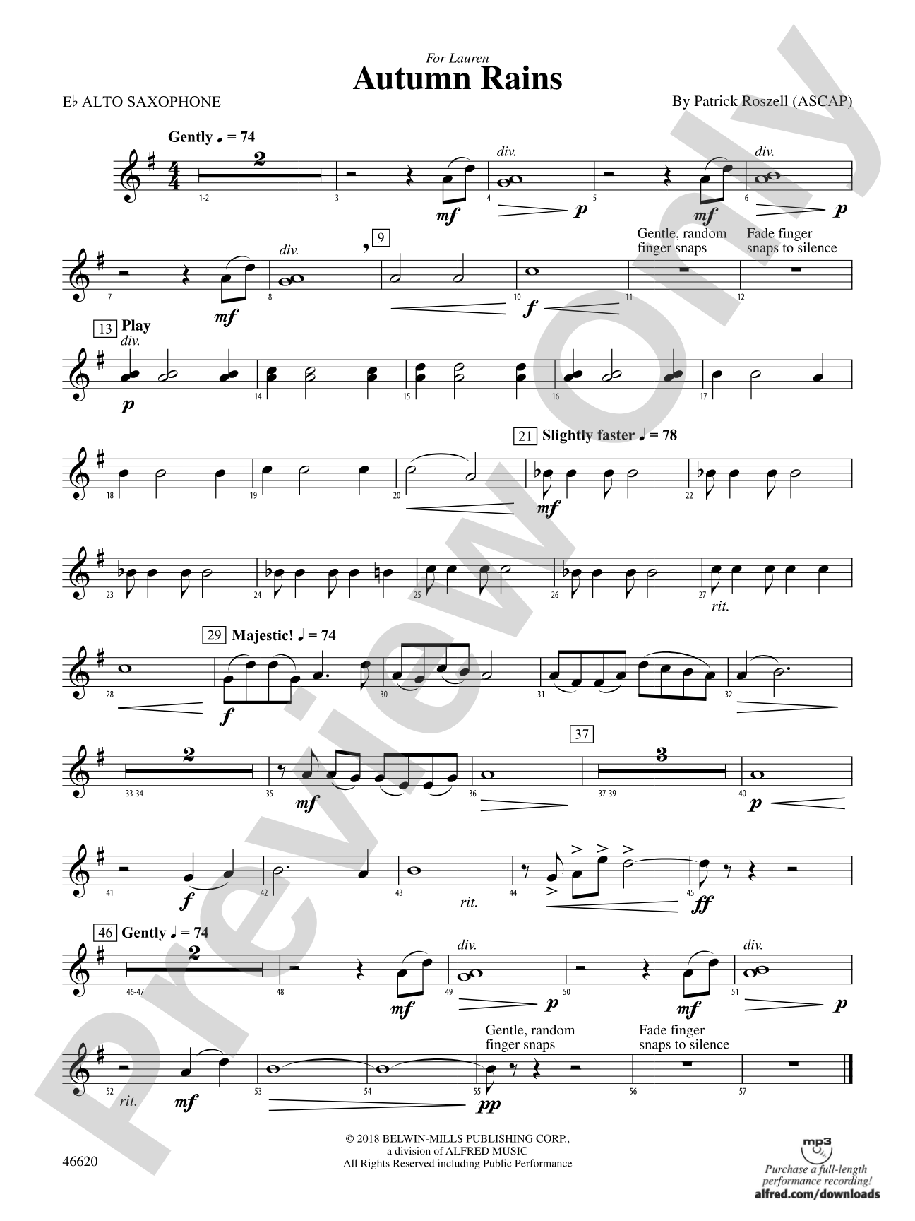 Autumn Rains: E-flat Alto Saxophone
